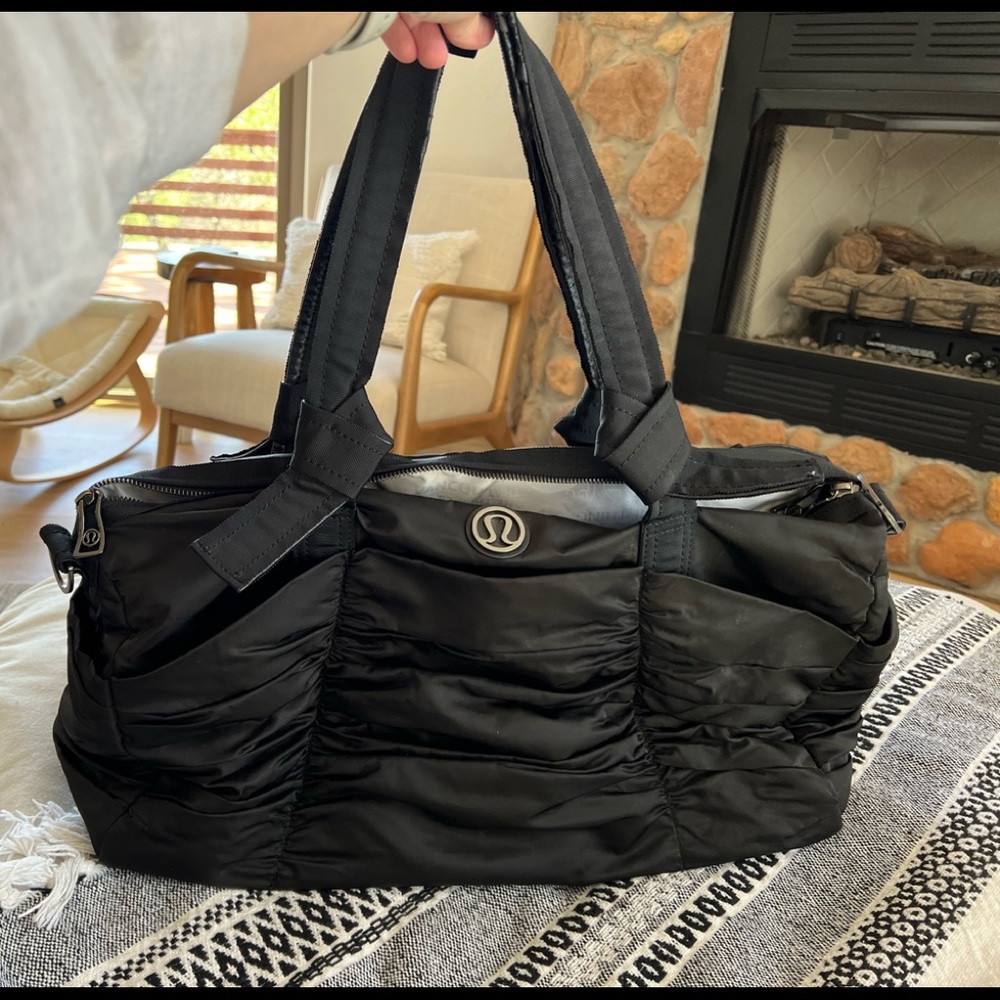 Lululemon Destined for Greatness Duffle Gym Bag Black Nylon
